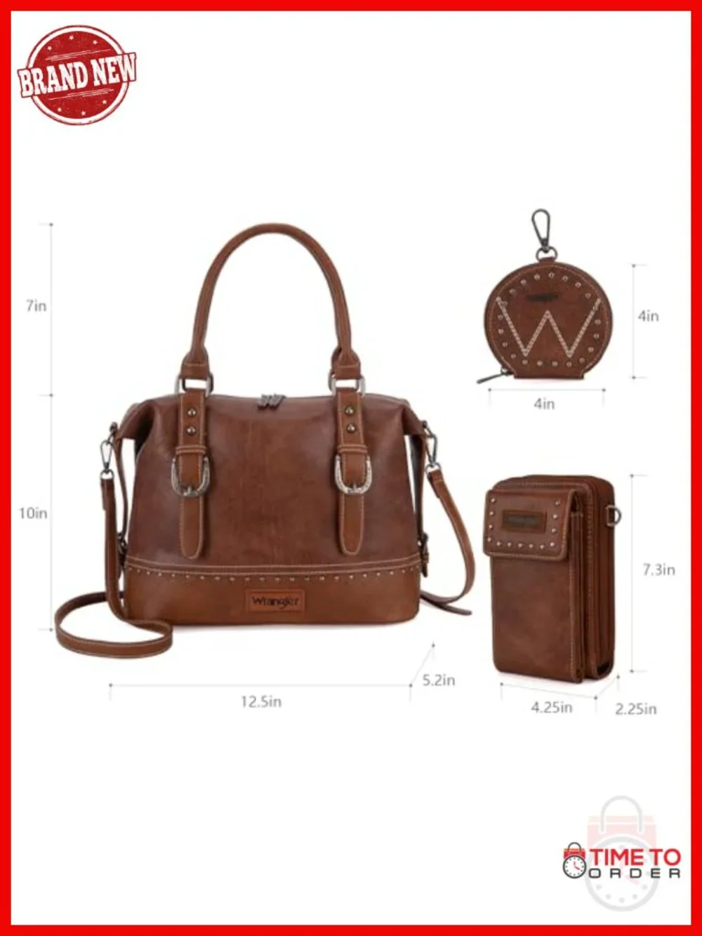 Faux Leather Doctor Bag 3-Piece Set with Top Handle and Detachable Strap